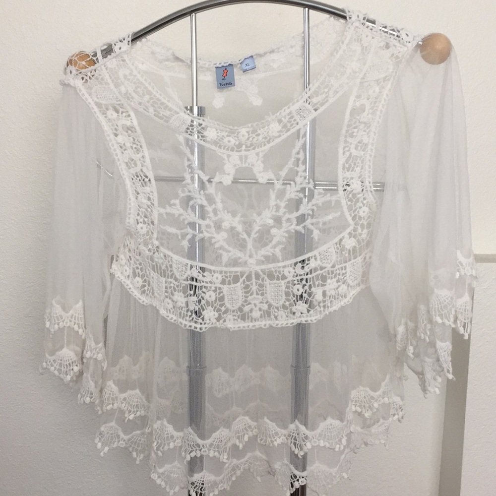 Pink Melo White Lace Shirt